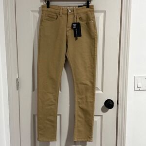 Vintage Genes Black Jeans Mens 28x30 Tan Slim Fit Chinos French Terry Athleisure
